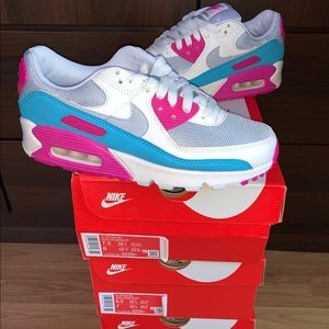 New Nike Airmax 90 Pink Blue White Womens Size 6.5
